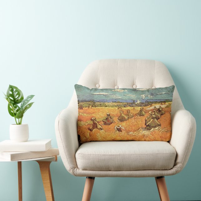 Coussin Rectangle Meules avec moissonneuse de Vincent van Gogh (Chaise)