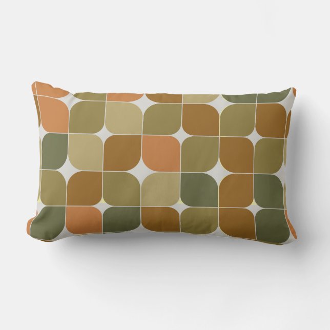 Coussin Rectangle Mi-siècle Abstrait Brown Orange Tan Motif (Recto)