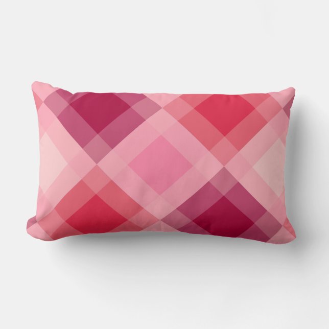 Coussin Rectangle Mi-siècle mega plaid - rose et vin (Recto)