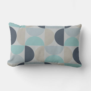 Coussin Rectangle Mi-siècle moderne bleu vert et gris