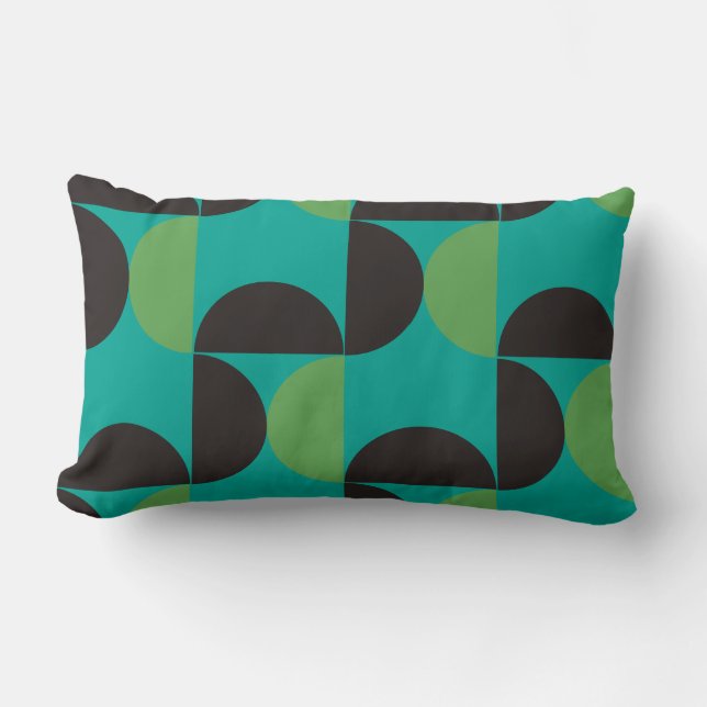 Coussin Rectangle Mi-siècle Moderne Brown vert et turquoise (Recto)