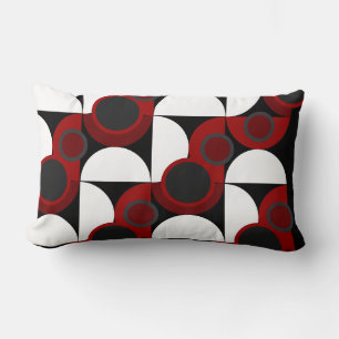 Coussin Rectangle Mi-siècle moderne rouge, noir et gris