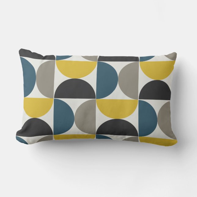 Coussin Rectangle Mi-siècle moderne Turmer Gunmetal et bleu (Recto)