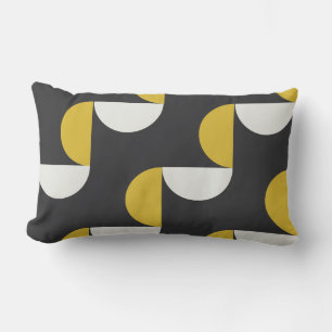 Coussin Rectangle Mi-siècle Moderne turmerique et gris-métal