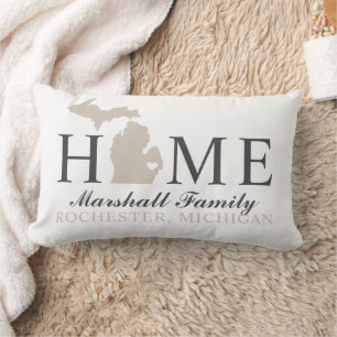Coussin Rectangle Michigan Home Beige Custom Family Monogramme