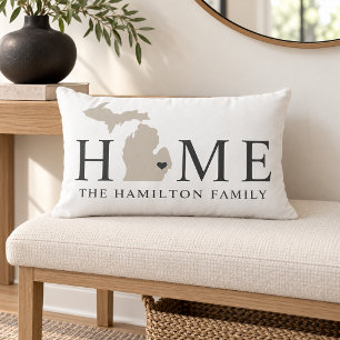 Coussin Rectangle Michigan Maison Beige Gris Blanc Monogramme