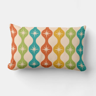 Coussin Rectangle Mid Century Retro Starbursts on ogee pattern 