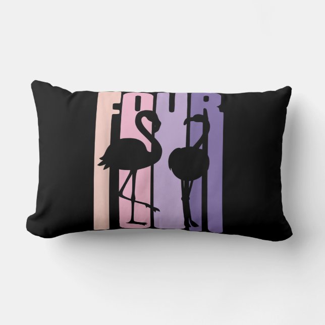 Coussin Rectangle Mignon 4e cadeau d'anniversaire I Flamant rose I 4 (Recto)