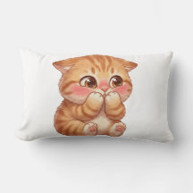 Mignon Chat Orange Timide Rougissant Toile Art Mur