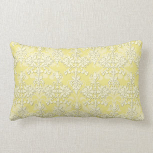 Coussin Rectangle Mignon Damassé Jaune
