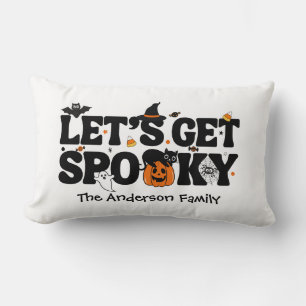 Coussin Rectangle Mignon et Effrayant Halloween Noir et Orange