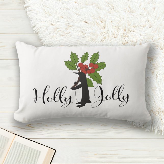 Coussin Rectangle Mignon Joyeux Petit Manchot Noël Fantaisiste (Créateur téléchargé)