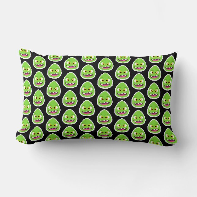 Coussin Rectangle Mignon monstre d'œuf pixelisé (Recto)