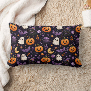 Coussin Rectangle Mignon motif d'art de citrouille de fantôme de cha