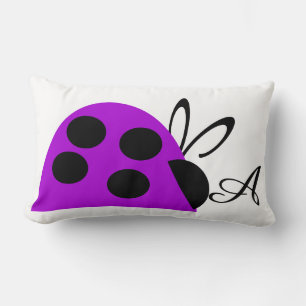 Coussin Rectangle Mignonne coccinelle violette personnalisée