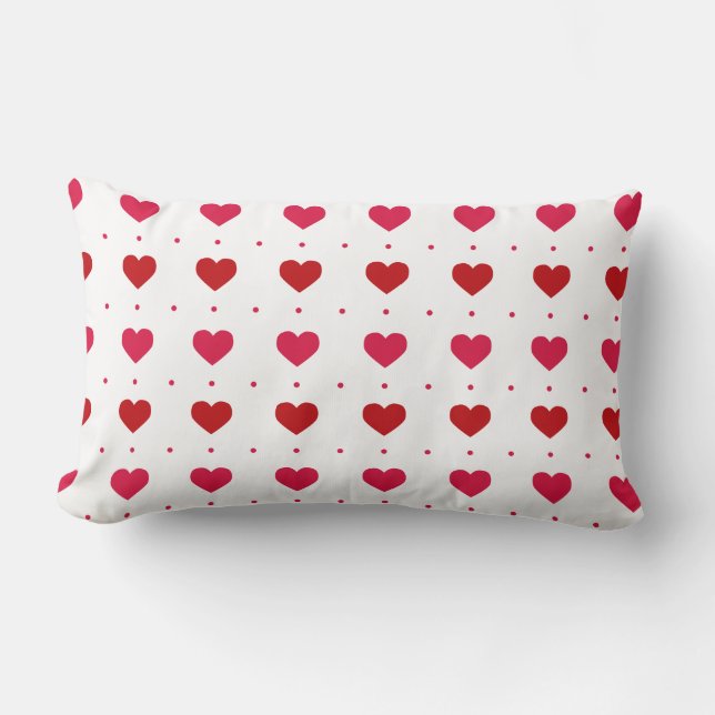 Coussin Rectangle Mignons coeurs rouges roses blancs pour mariage Am (Recto)