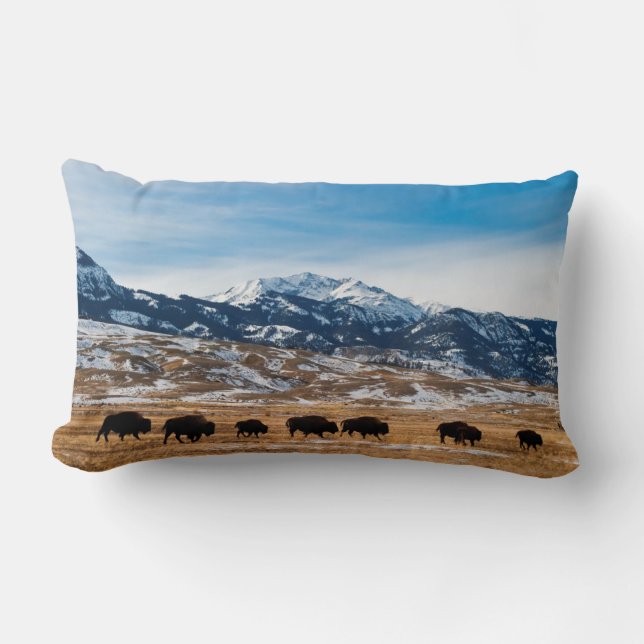 Coussin Rectangle Migration des bisons (Recto)