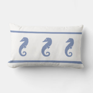 Coussin Rectangle Milieu extérieur bleu et blanc SEAHORSE
