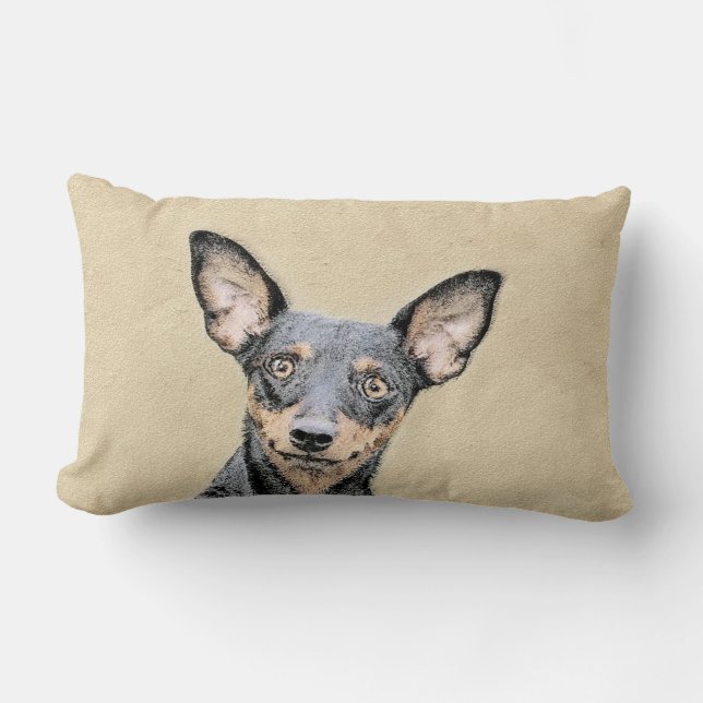 Coussin Rectangle Miniature Pinscher Peinture mignonne Chien Art ori (Recto)