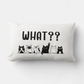 Coussin Rectangle Minimal Cute Cats Pillow Black and White