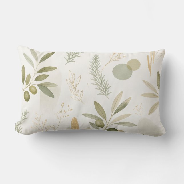 Coussin Rectangle Minimalist Olive & Rosemary Botanical Pillow (Recto)