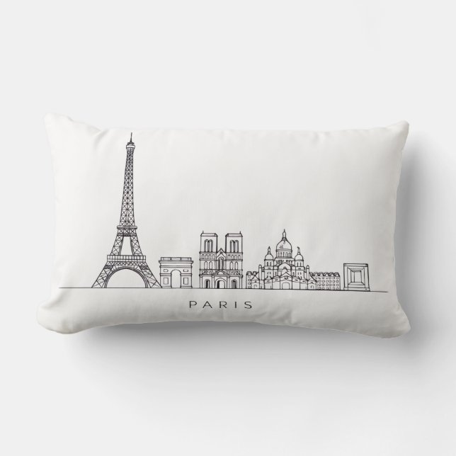 Coussin Rectangle Minimalist Paris Skyline Line Art (Recto)