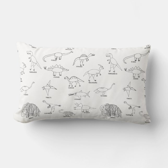 Coussin Rectangle Minimaliste Cute éducatif Dinosaur Dino Enfants (Recto)