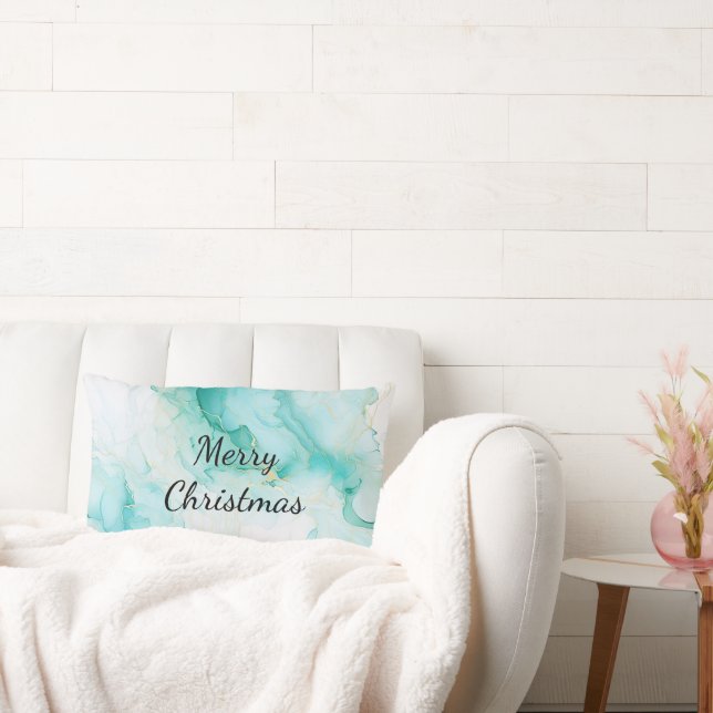 Coussin Rectangle Mint Aqua Pearl Marbre or (Canapé)