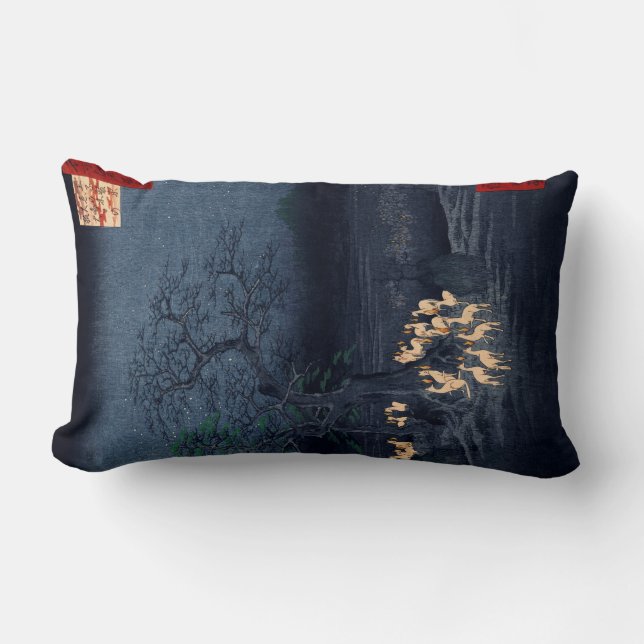 Coussin Rectangle Minuit de Hiroshige au Japonais changeant d'arbre (Recto)