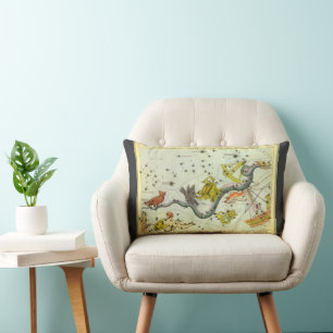 Coussin Rectangle Miroir d'Urania, carte céleste d'astronomie vintag
