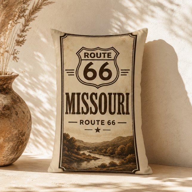 Coussin Rectangle Missouri Route 66 River Lodge Décor Accent (Créateur téléchargé)