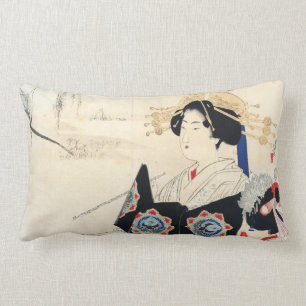 Coussin Rectangle Mizuno Toshikata Courtisane et servante art orient