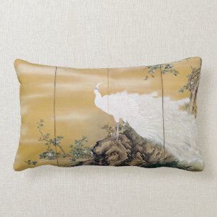 Coussin Rectangle Mochizuki Gyokkei Paon blanc
