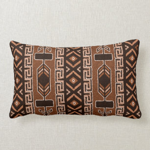 Coussin Rectangle Modèle Aztèque Tribal Du Sud-Ouest Brun Et Noir