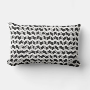 Coussin Rectangle Modèle Chevron noir et gris Zebra
