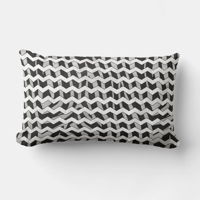 Coussin Rectangle Modèle Chevron noir et gris Zebra (Recto)