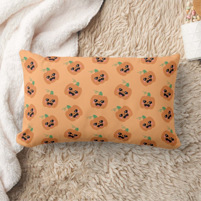 Coussin Rectangle Modèle de citrouilles kawaii Halloween (Couverture)
