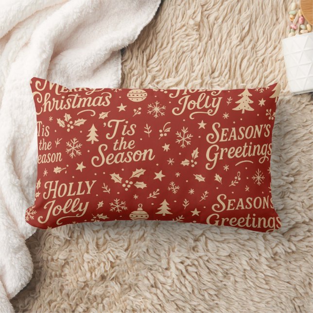 Coussin Rectangle Modèle de phrase Awesome Merry Christmas (Couverture)