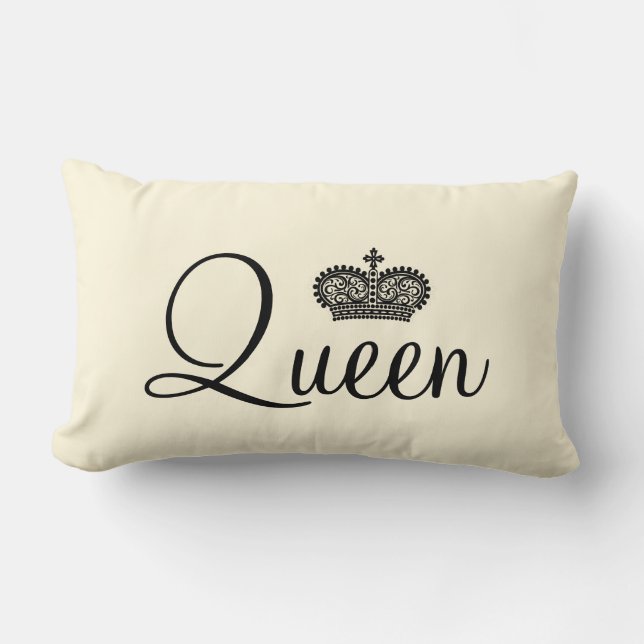 Coussin Rectangle Modèle de texte personnalisé Reine et Couronne (Recto)