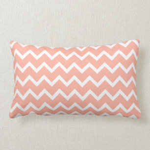 Coussin Rectangle Modèle de zigzag de corail et blanc