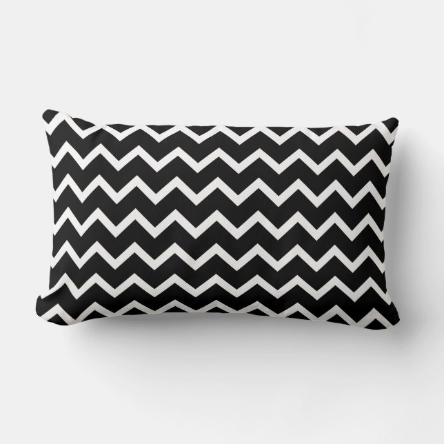 Coussin Rectangle Modèle de zigzag noir et blanc (Recto)