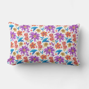 Coussin Rectangle Modèle floral exotique coloré tiré à la main-70703