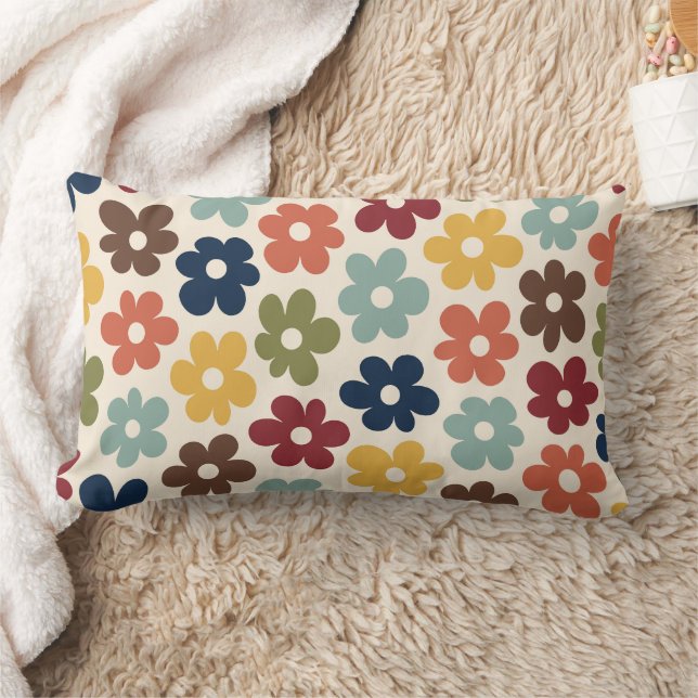Coussin Rectangle Modèle floral rétro coloré (Couverture)