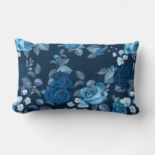 Coussin Rectangle Modèle floral Vintage bleu roses