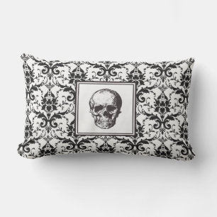 Coussin Rectangle Modèle gothique noir Damas crâne Halloween