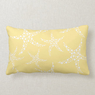 Coussin Rectangle Modèle jaune et blanc de Sandy d'étoiles de mer