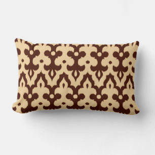 Coussin Rectangle Modèle marocain Ikat Damask, Brown et Tan