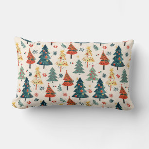 Coussin Rectangle Modèle sans couture d'arbres de Noël en pin coloré