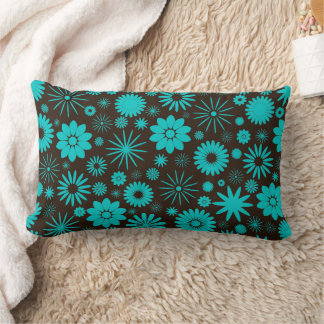 Coussin Rectangle Modèle socialite Turquoise et Brown Floral
