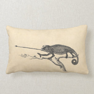 Coussin Rectangle Modèle vintage d'illustration de caméléon de